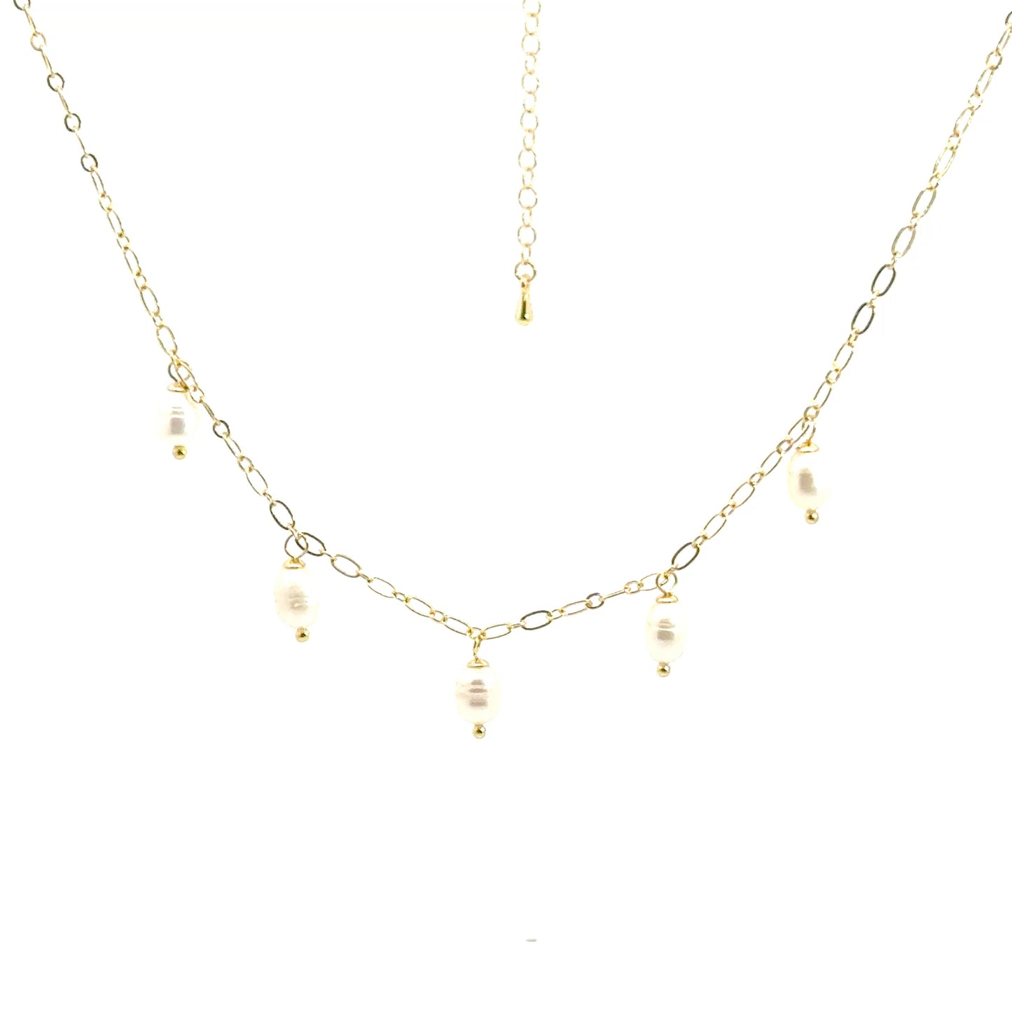 Yellow Gold Necklace with Pearl Charms
