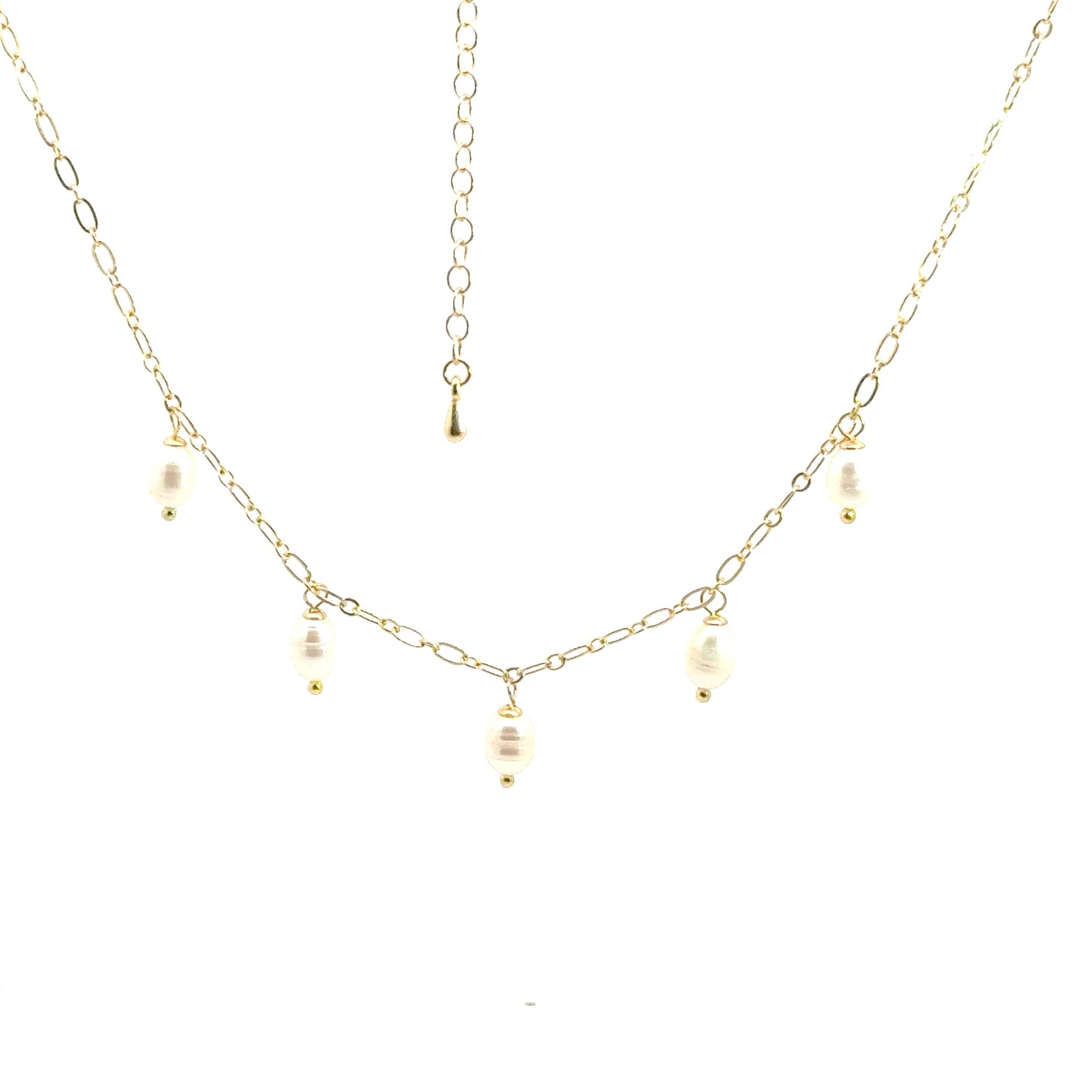 Yellow Gold Necklace with Pearl Charms