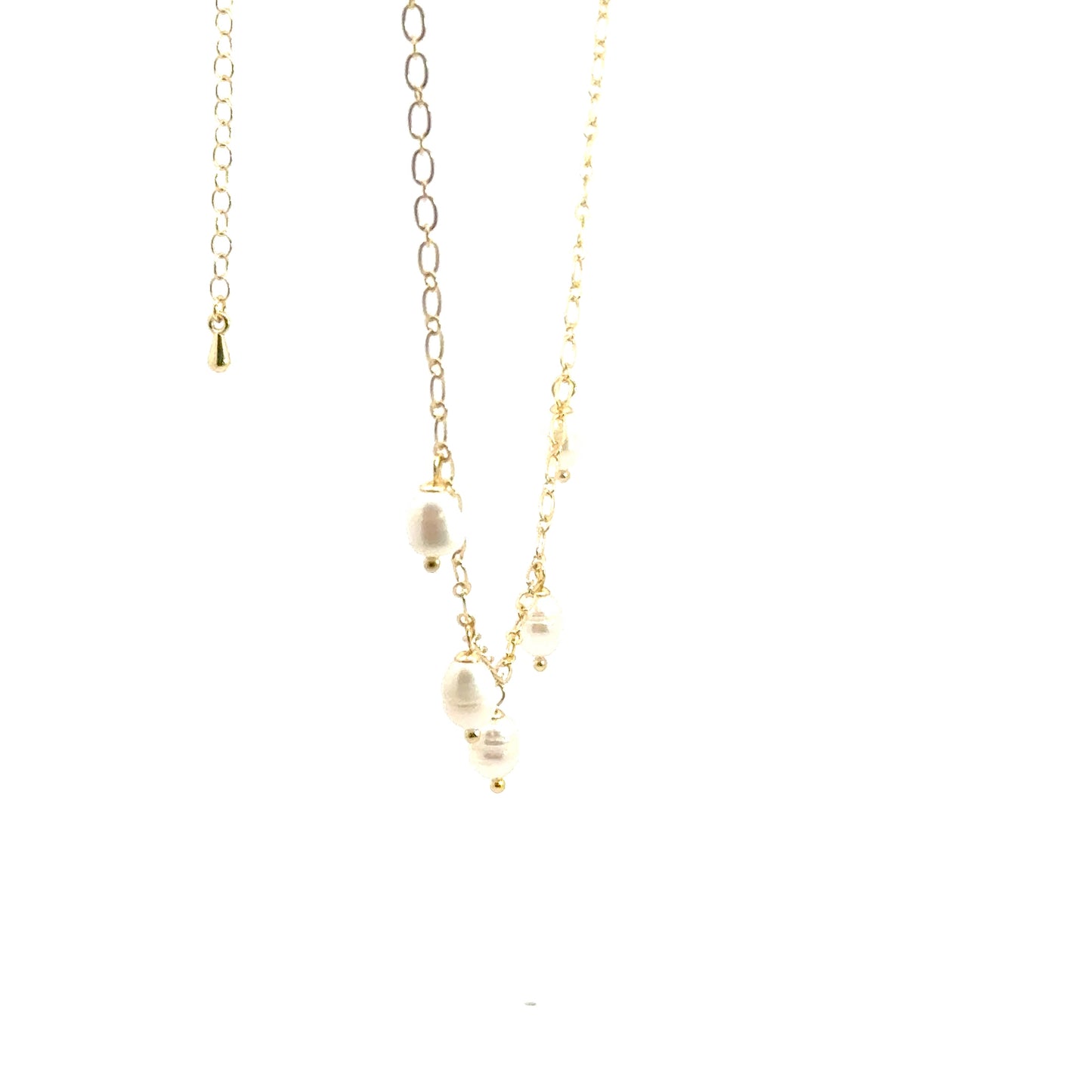 Yellow Gold Necklace with Pearl Charms