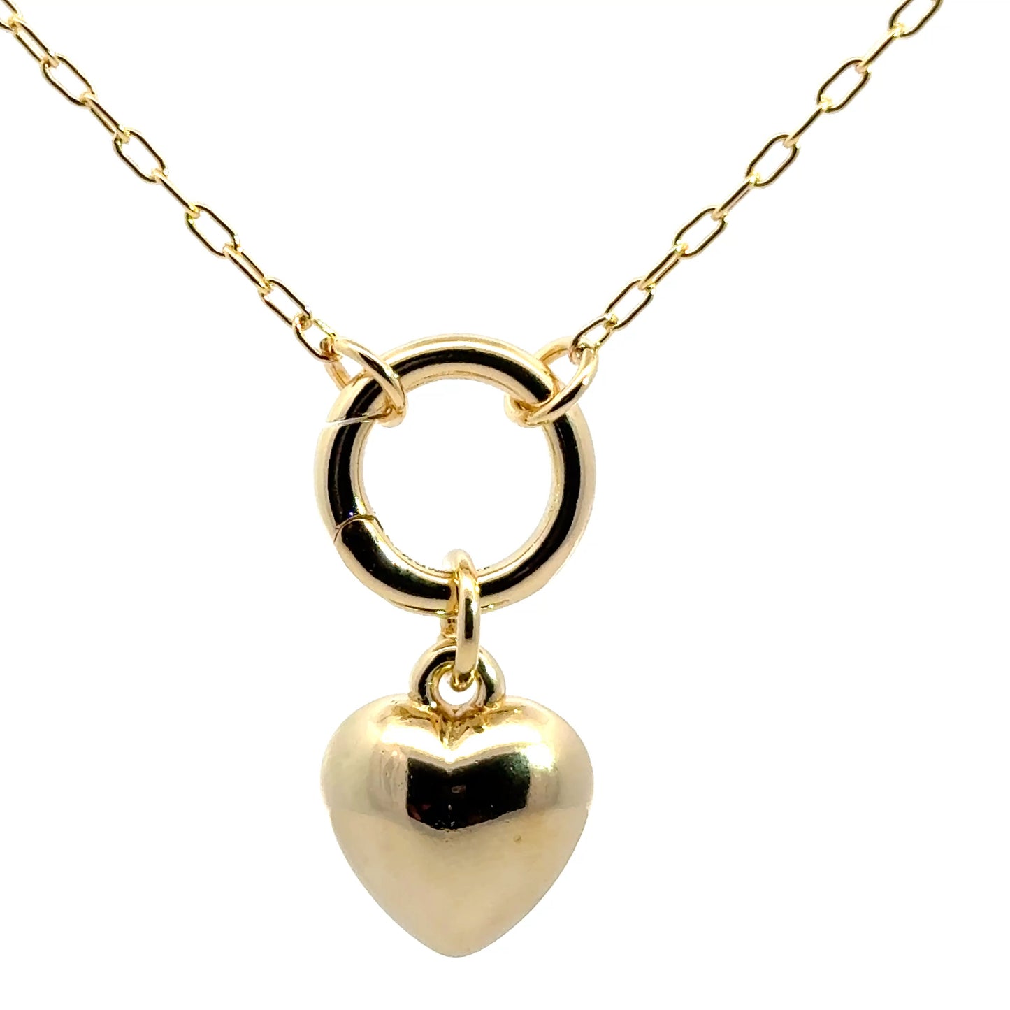 Chic Yellow Gold Heart Charm Necklace