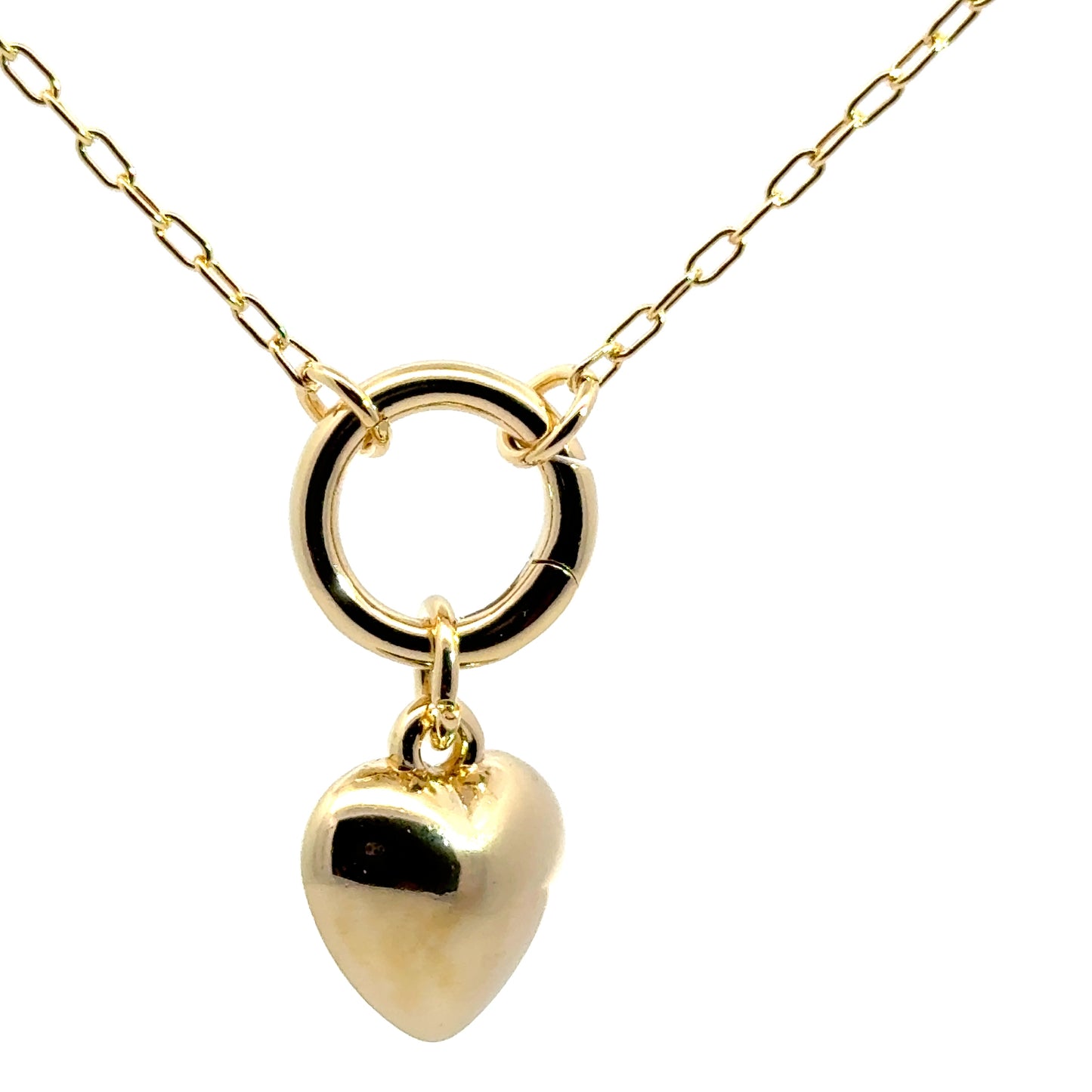 Chic Yellow Gold Heart Charm Necklace