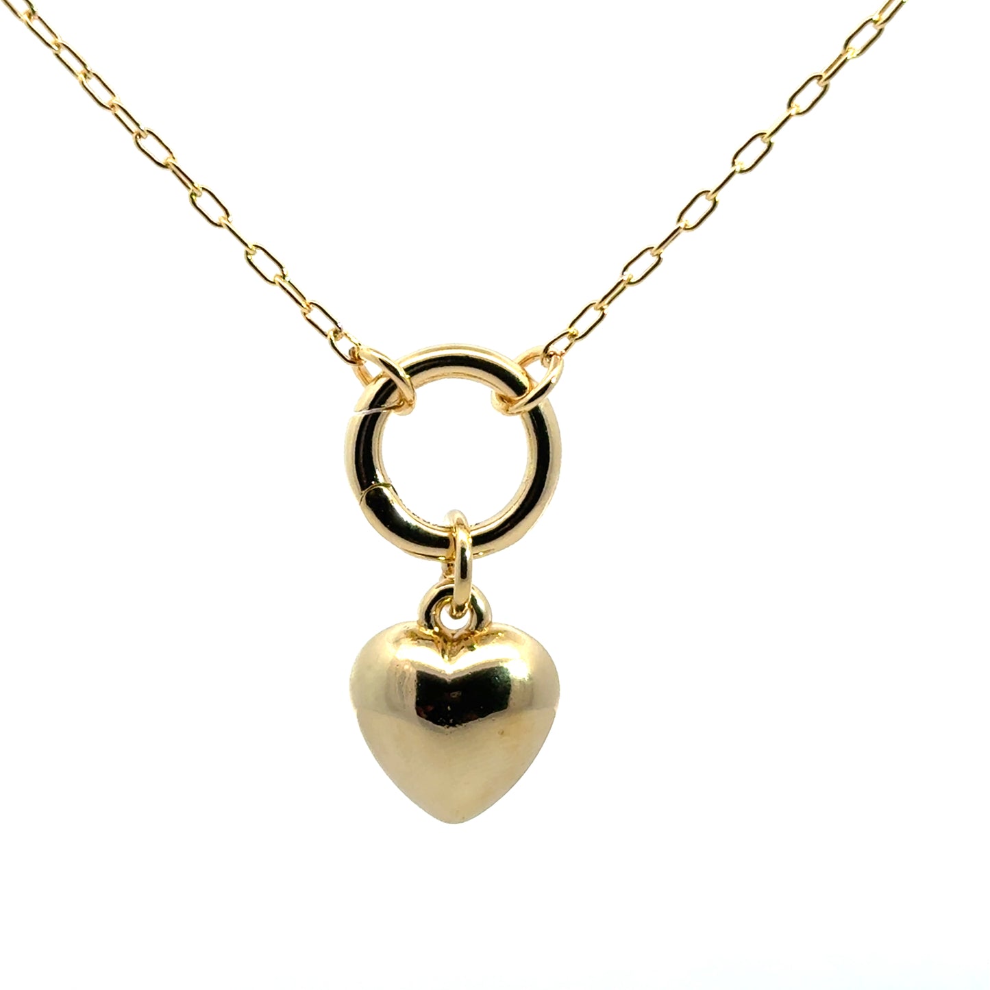 Chic Yellow Gold Heart Charm Necklace