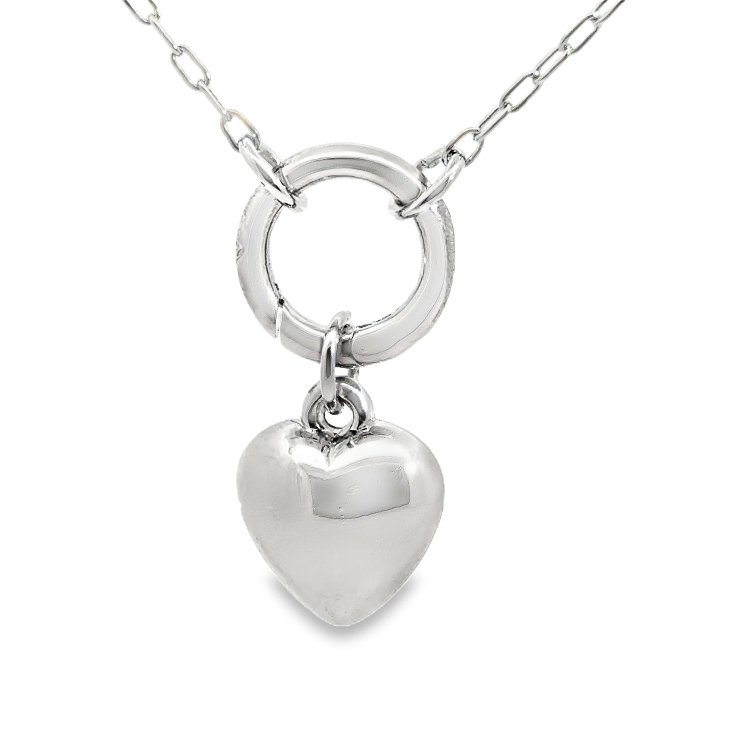 Silver Heart Charm Pendant Necklace