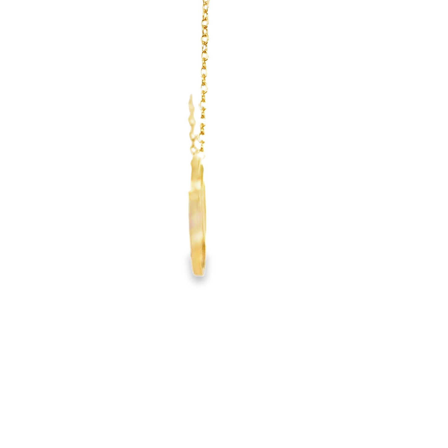 Yellow Gold Charm Necklace with Round Brilliant Diamond Tennis Ball Pendant
