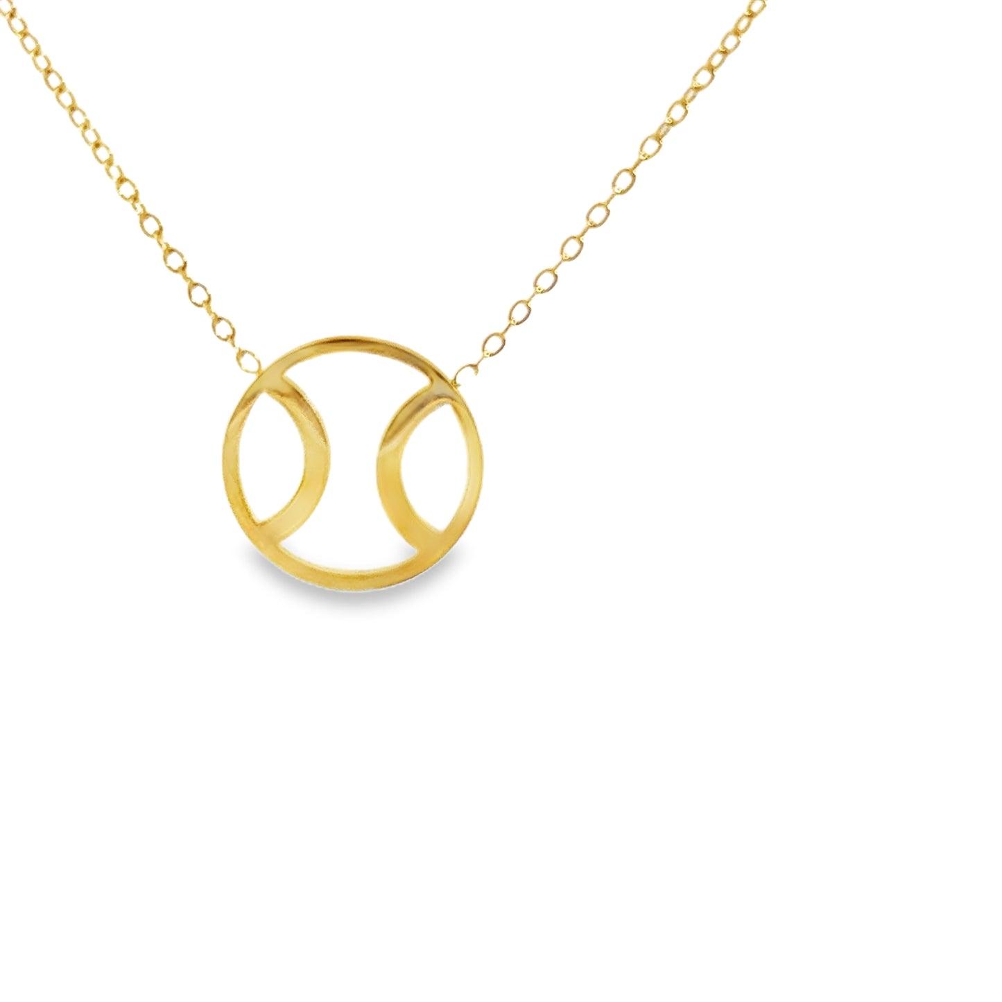 Yellow Gold Charm Necklace with Round Brilliant Diamond Tennis Ball Pendant