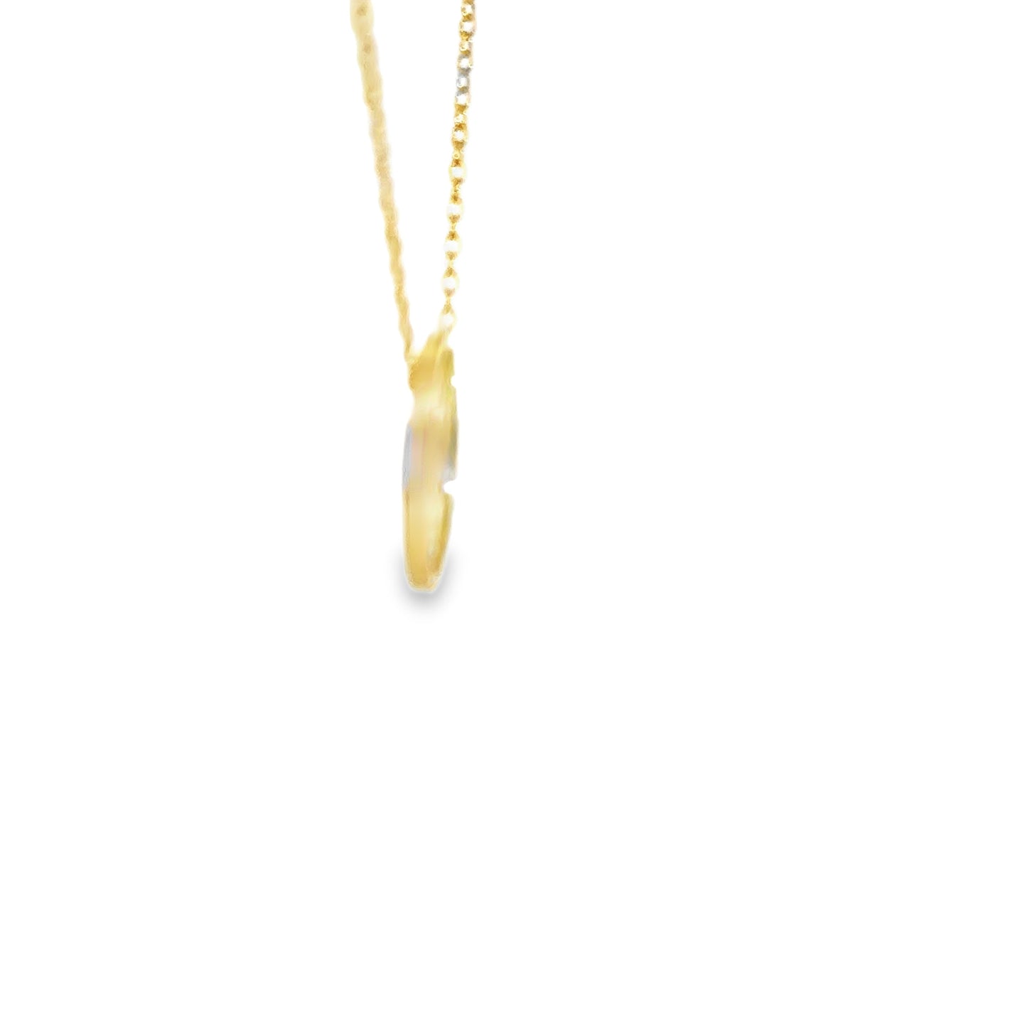 Yellow Gold Charm Necklace with Round Brilliant Diamond Tennis Ball Pendant