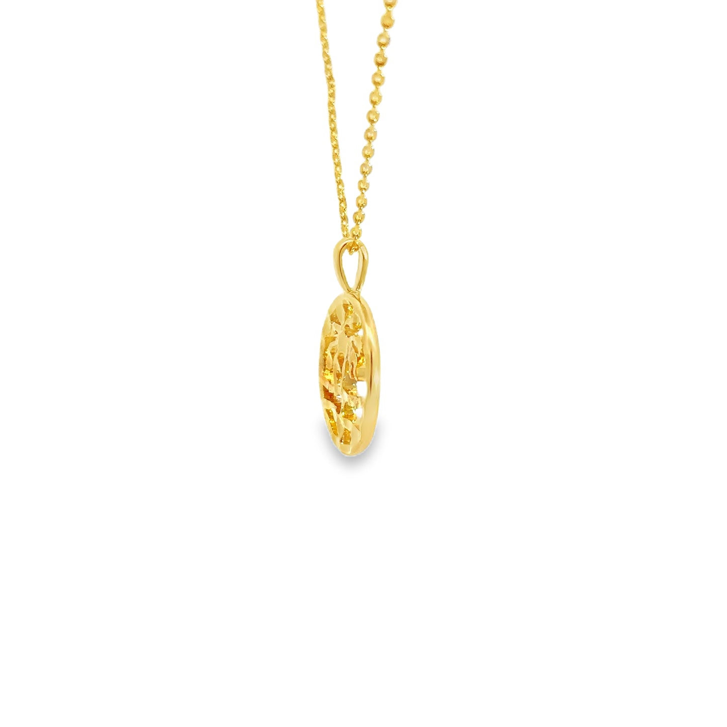 Yellow Gold Palm Tree Charm Pendant Necklace