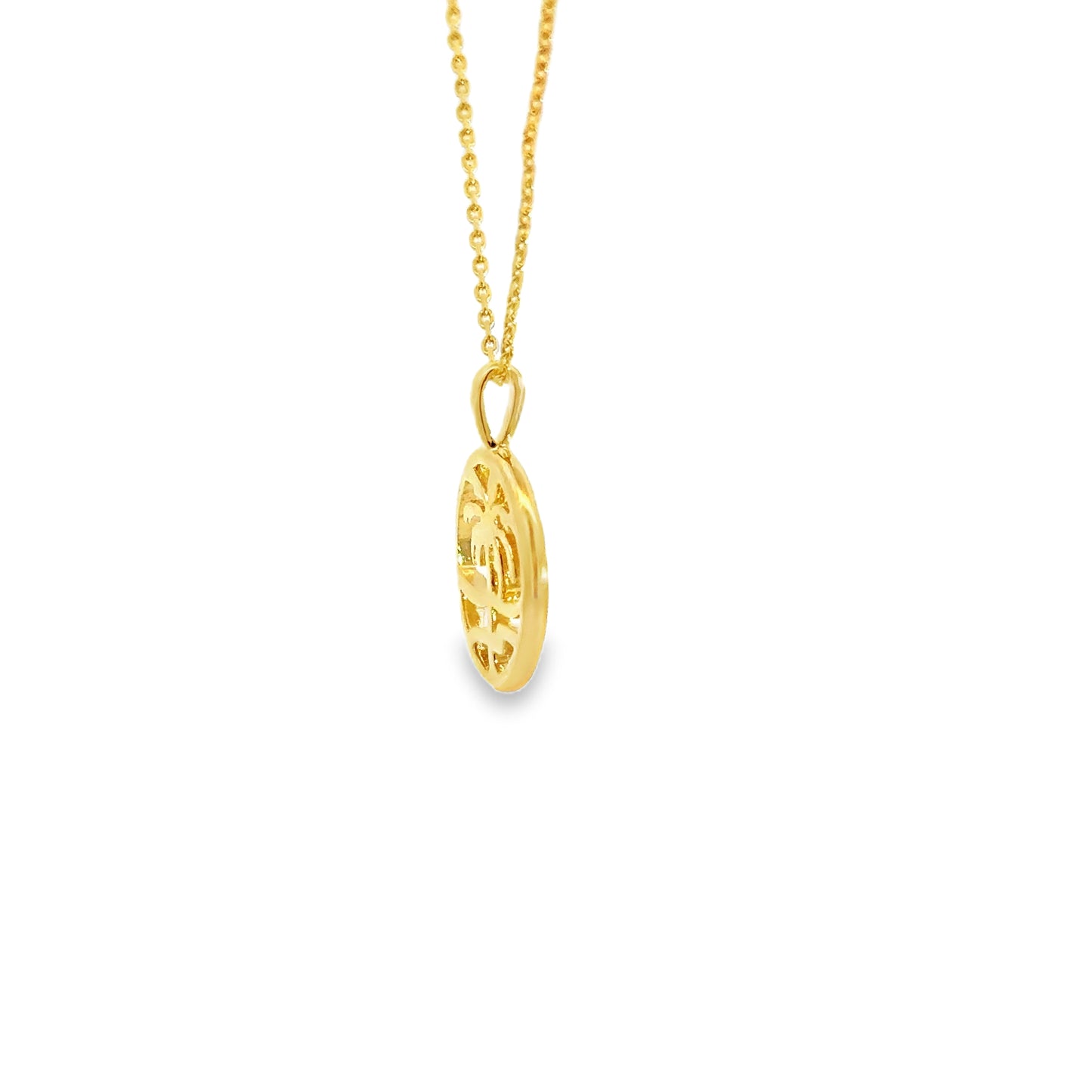 Yellow Gold Palm Tree Charm Pendant Necklace