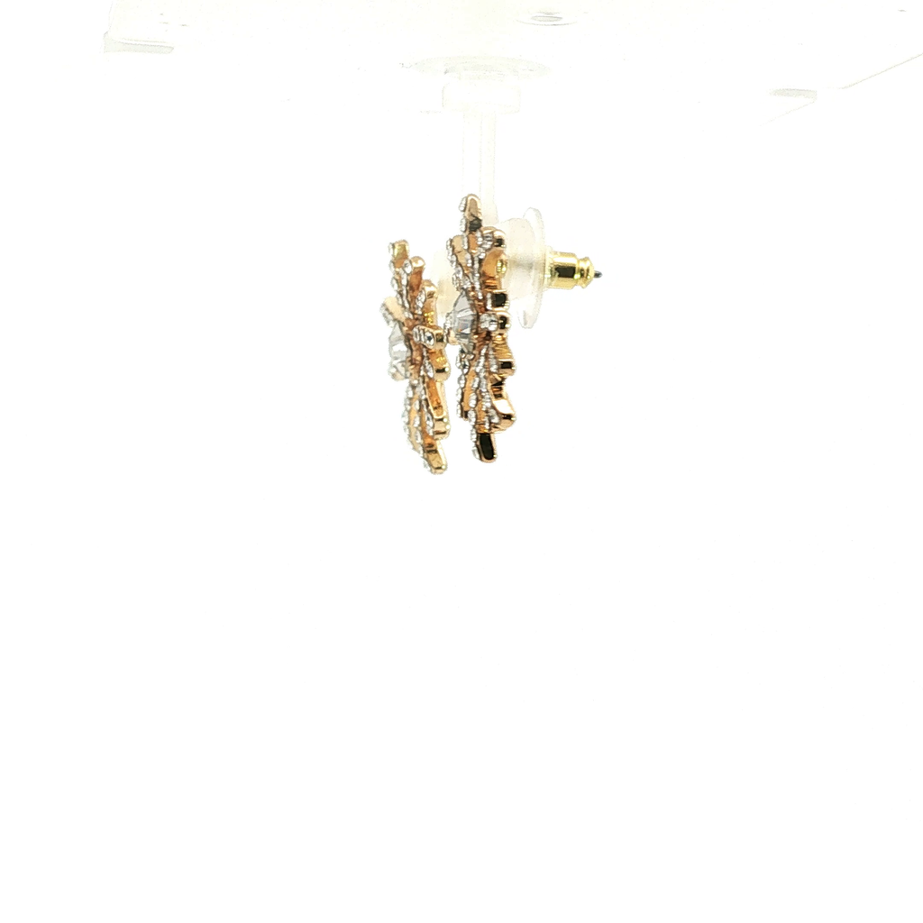 Crystal Starburst Stud Earrings in Yellow Gold