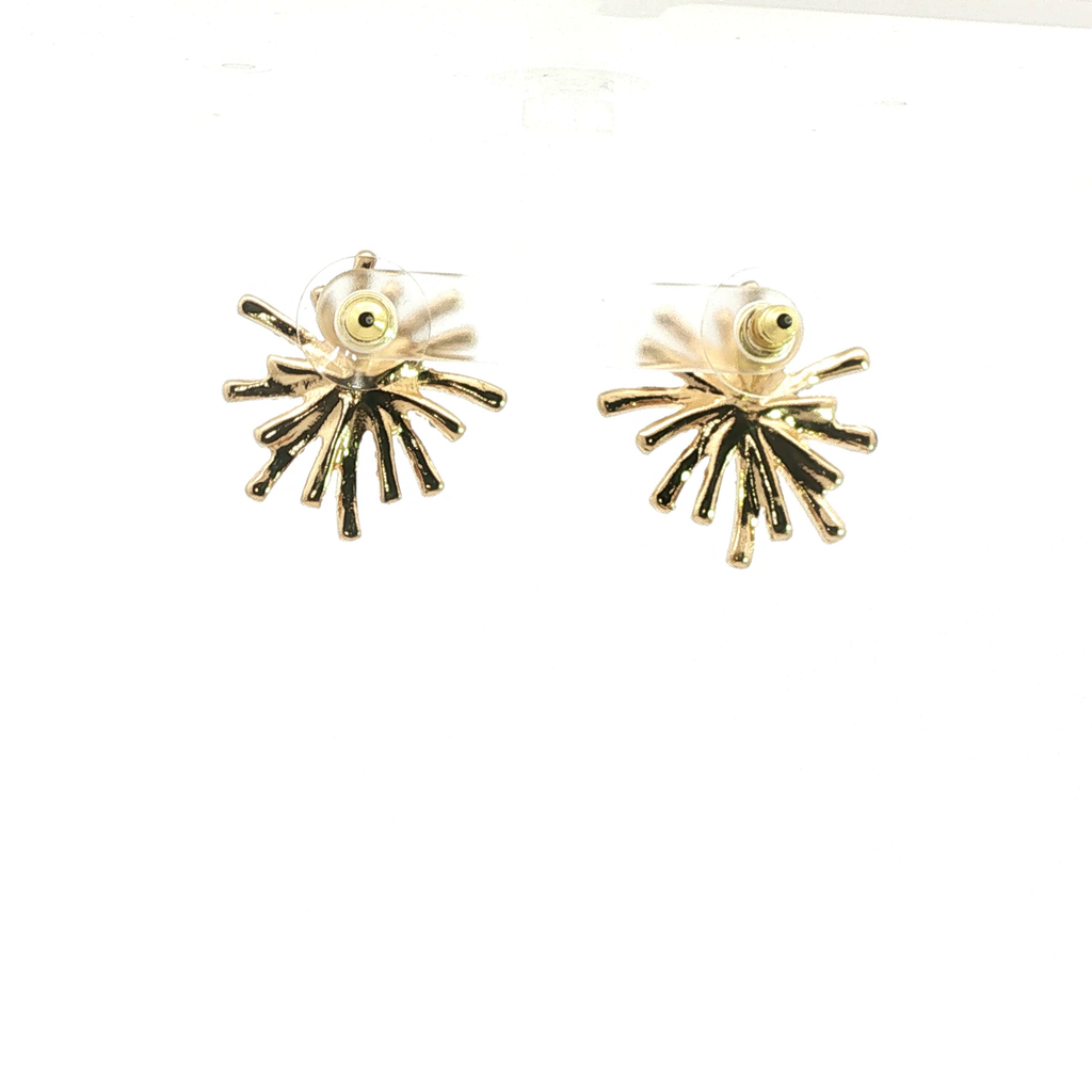 Crystal Starburst Stud Earrings in Yellow Gold