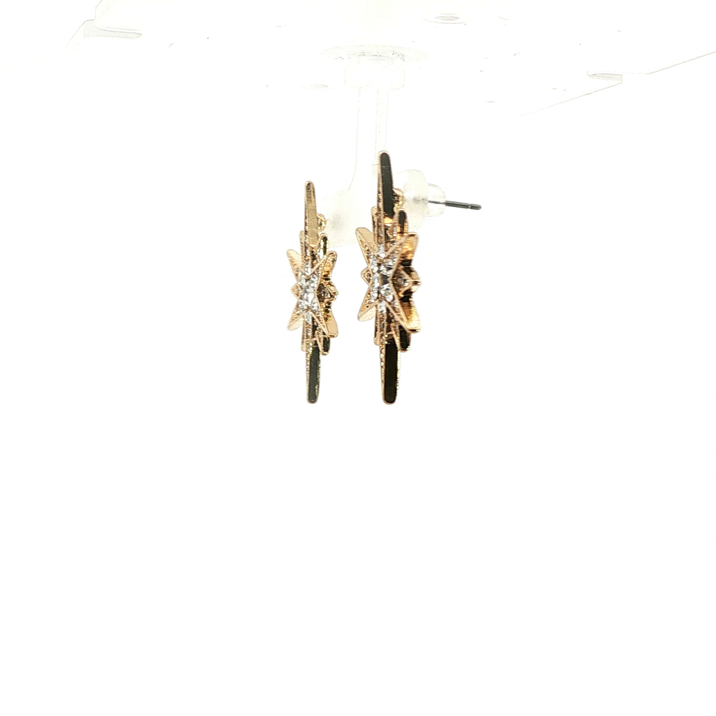 Crystal Starburst Stud Earrings in Yellow Gold