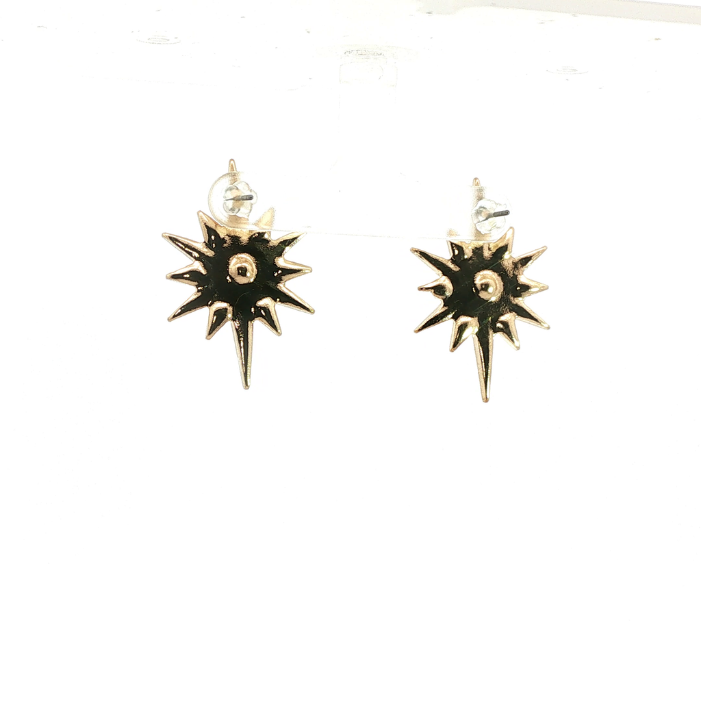 Crystal Starburst Stud Earrings in Yellow Gold