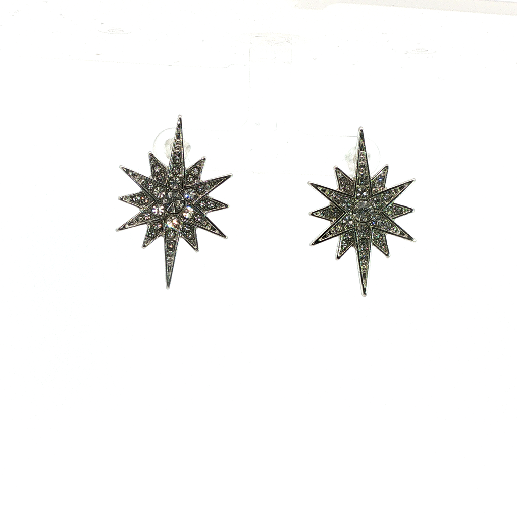 Crystal Starburst Stud Earrings in Silver
