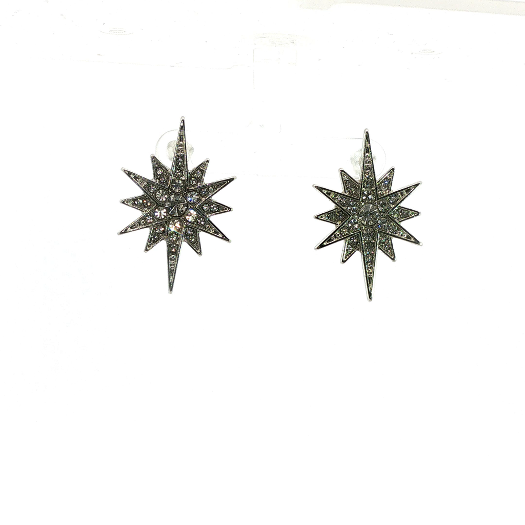 Crystal Starburst Stud Earrings in Silver