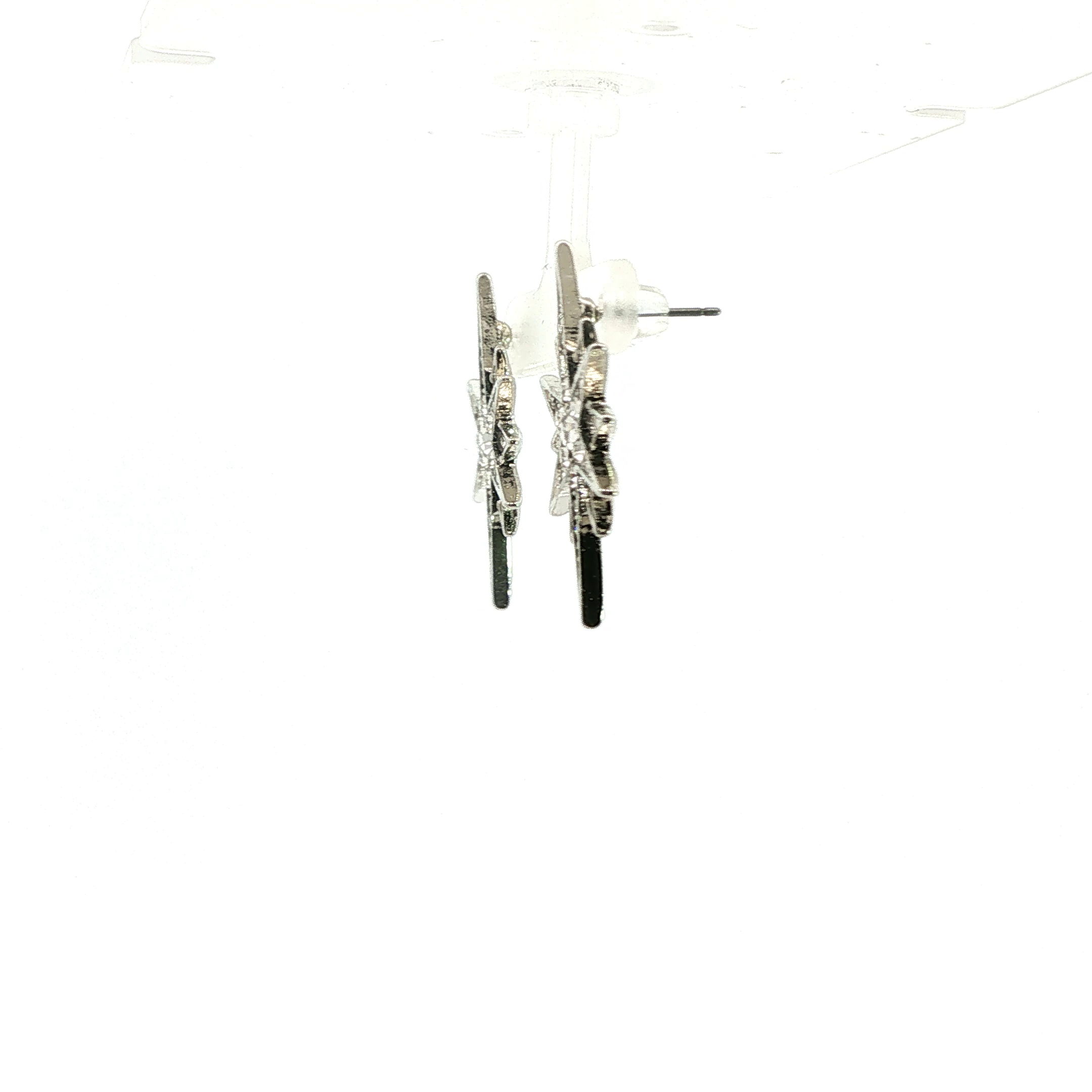 Crystal Starburst Stud Earrings in Silver