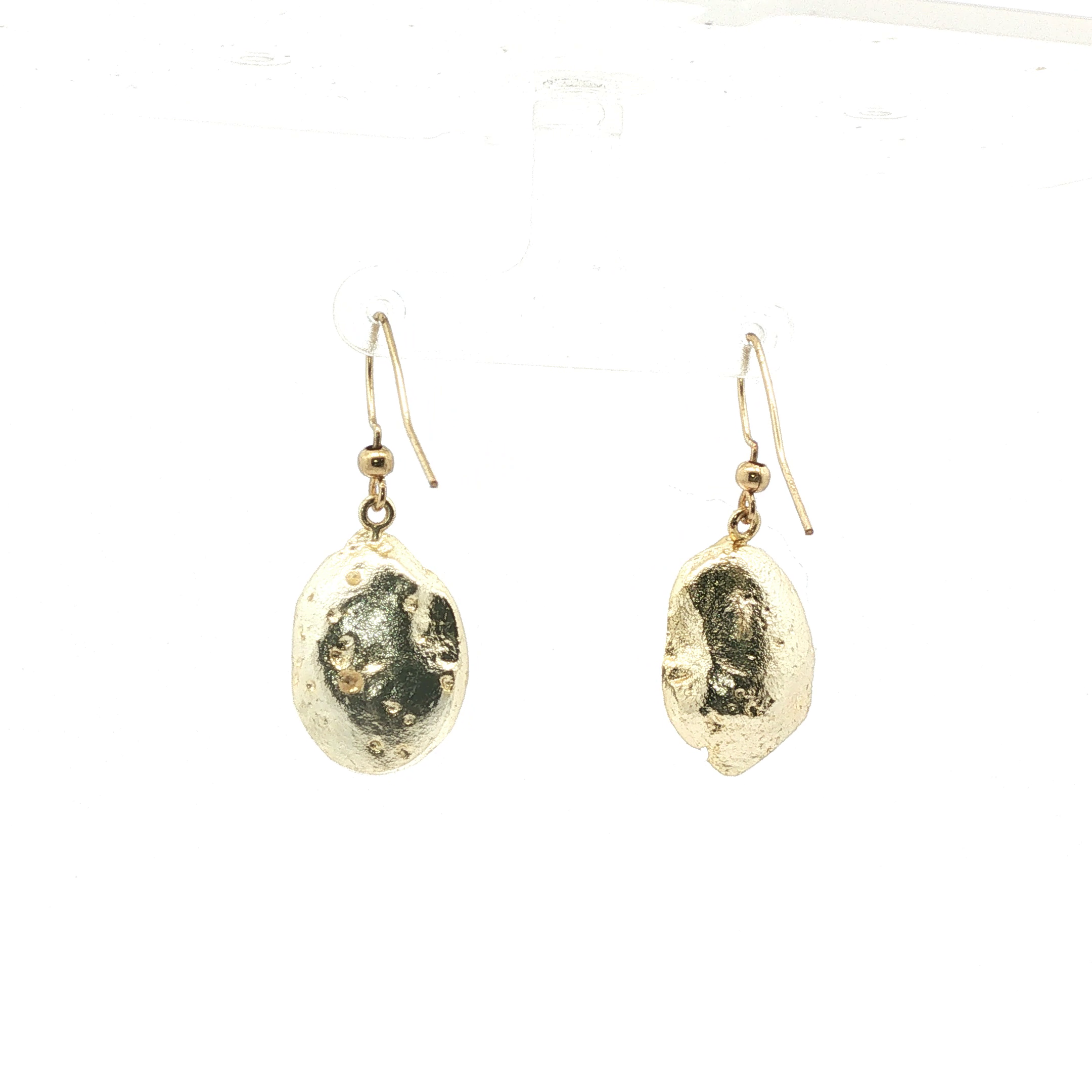 Freeform Agate Slice Drop Earrings in Yellow Gold