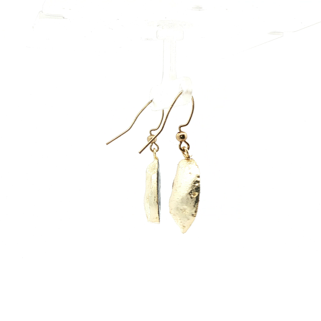 Freeform Agate Slice Drop Earrings in Yellow Gold