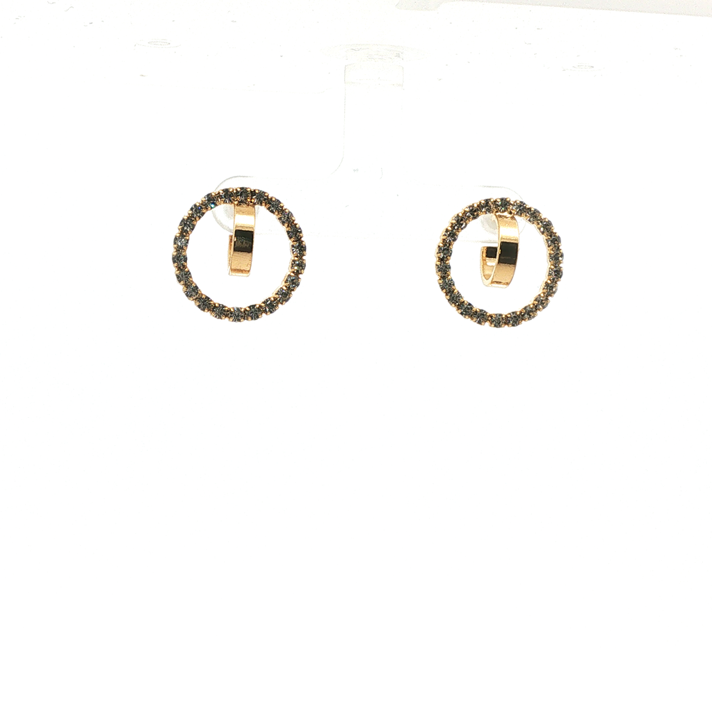 Diamond Open Circle Hoop Earrings in Yellow Gold