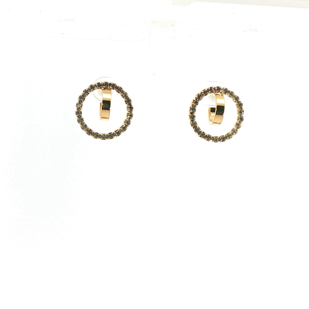 Diamond Open Circle Hoop Earrings in Yellow Gold