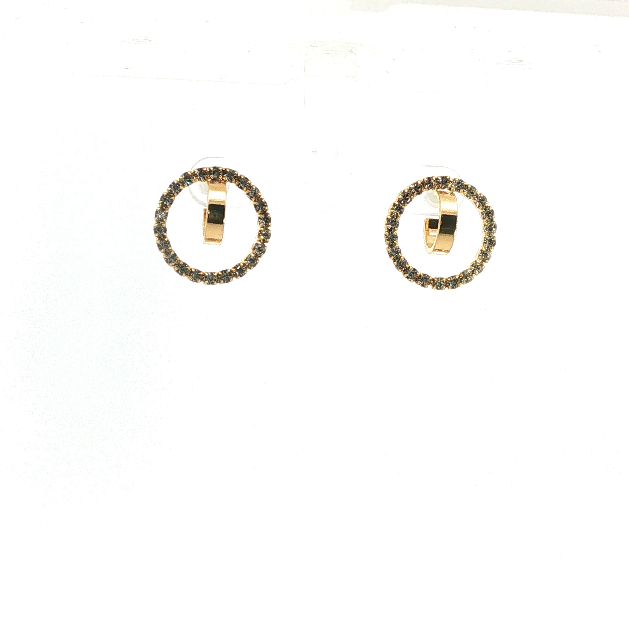 Diamond Open Circle Hoop Earrings in Yellow Gold