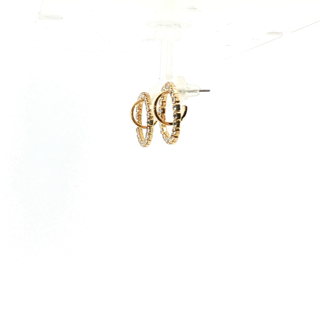 Diamond Open Circle Hoop Earrings in Yellow Gold