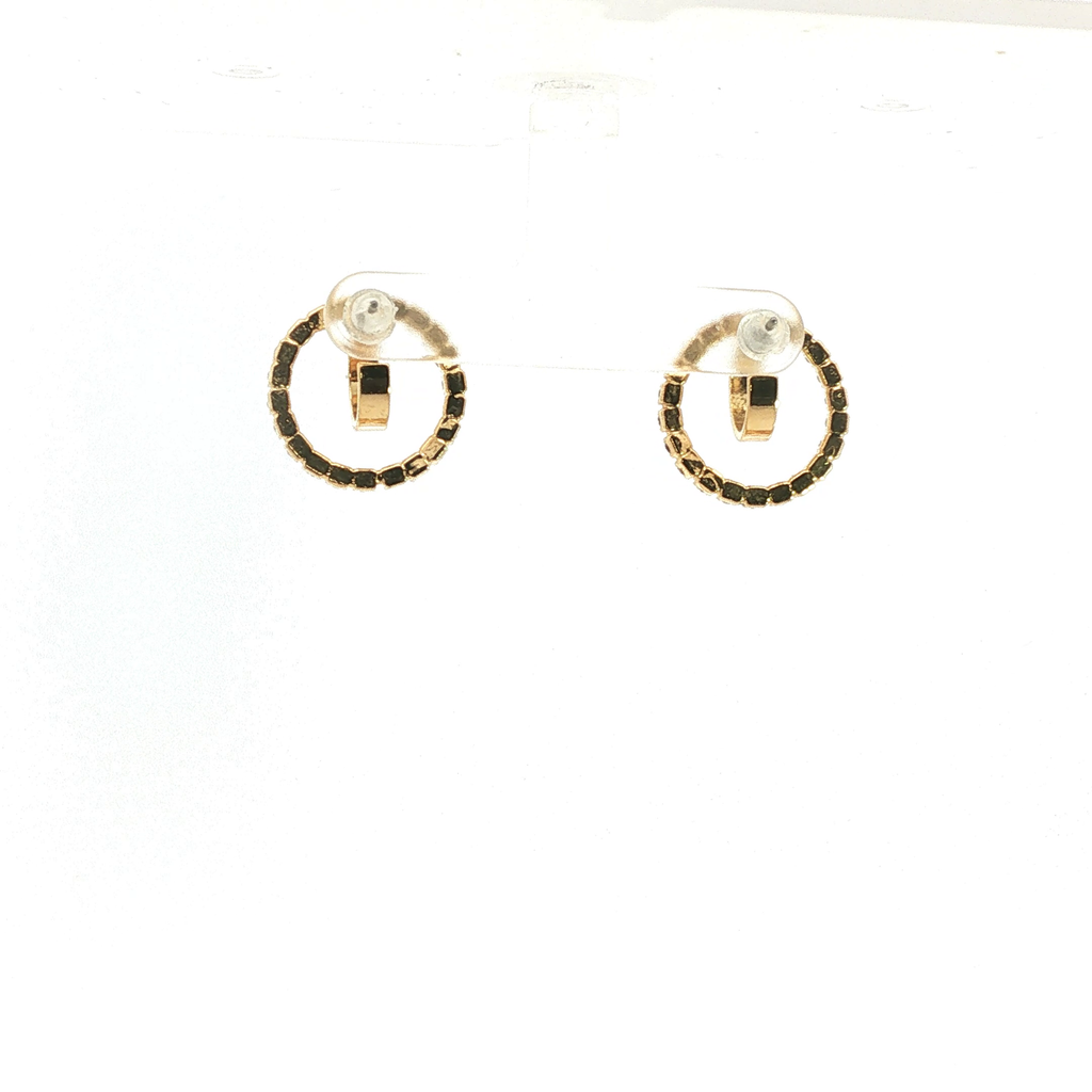 Diamond Open Circle Hoop Earrings in Yellow Gold