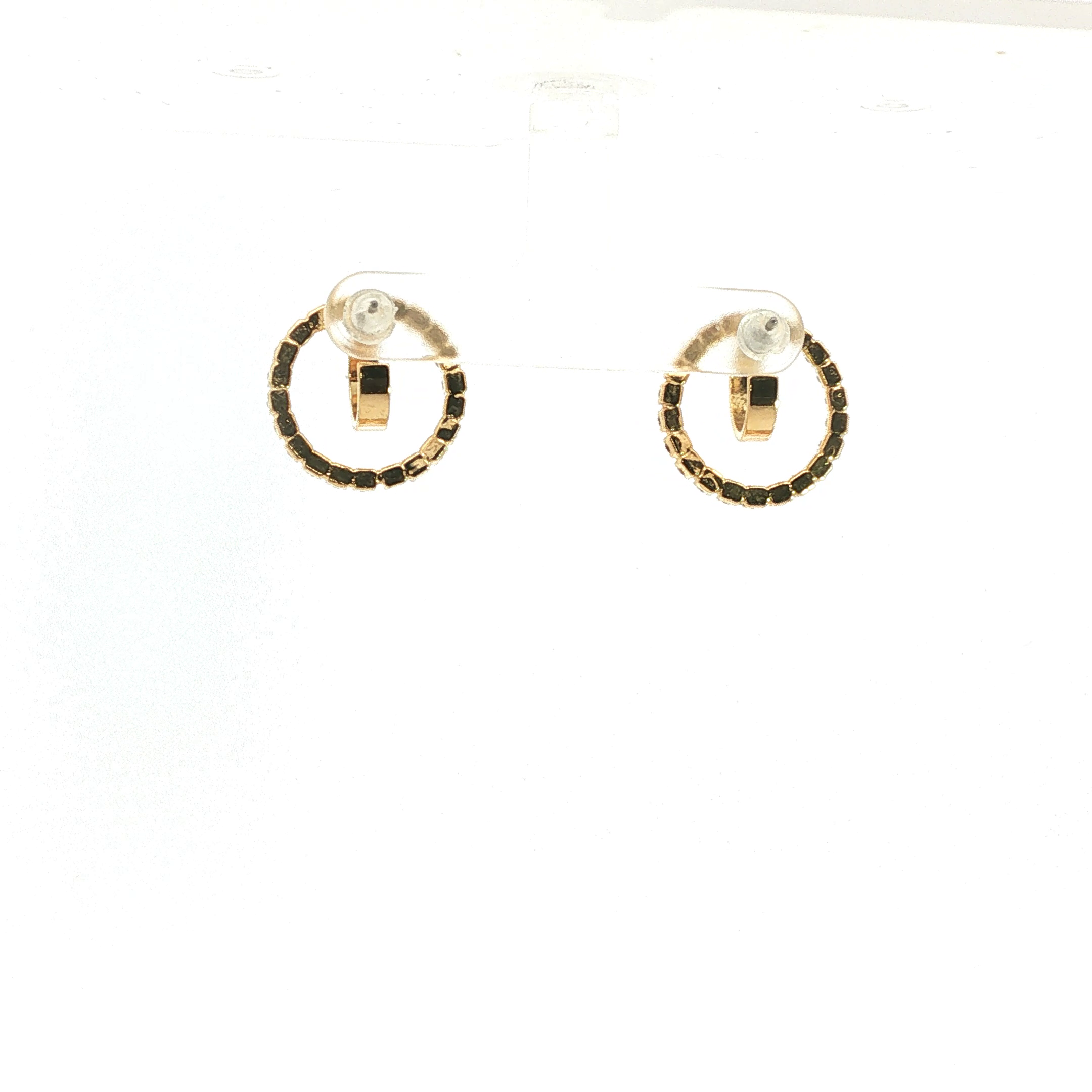 Diamond Open Circle Hoop Earrings in Yellow Gold