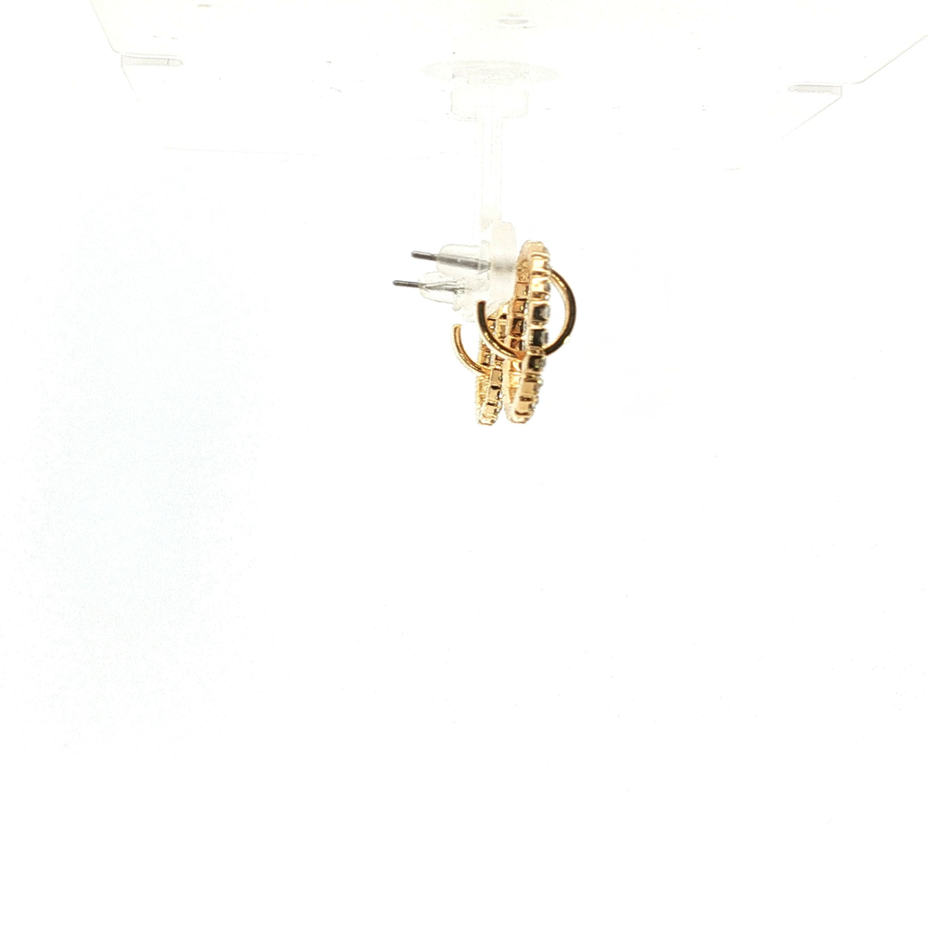 Diamond Open Circle Hoop Earrings in Yellow Gold