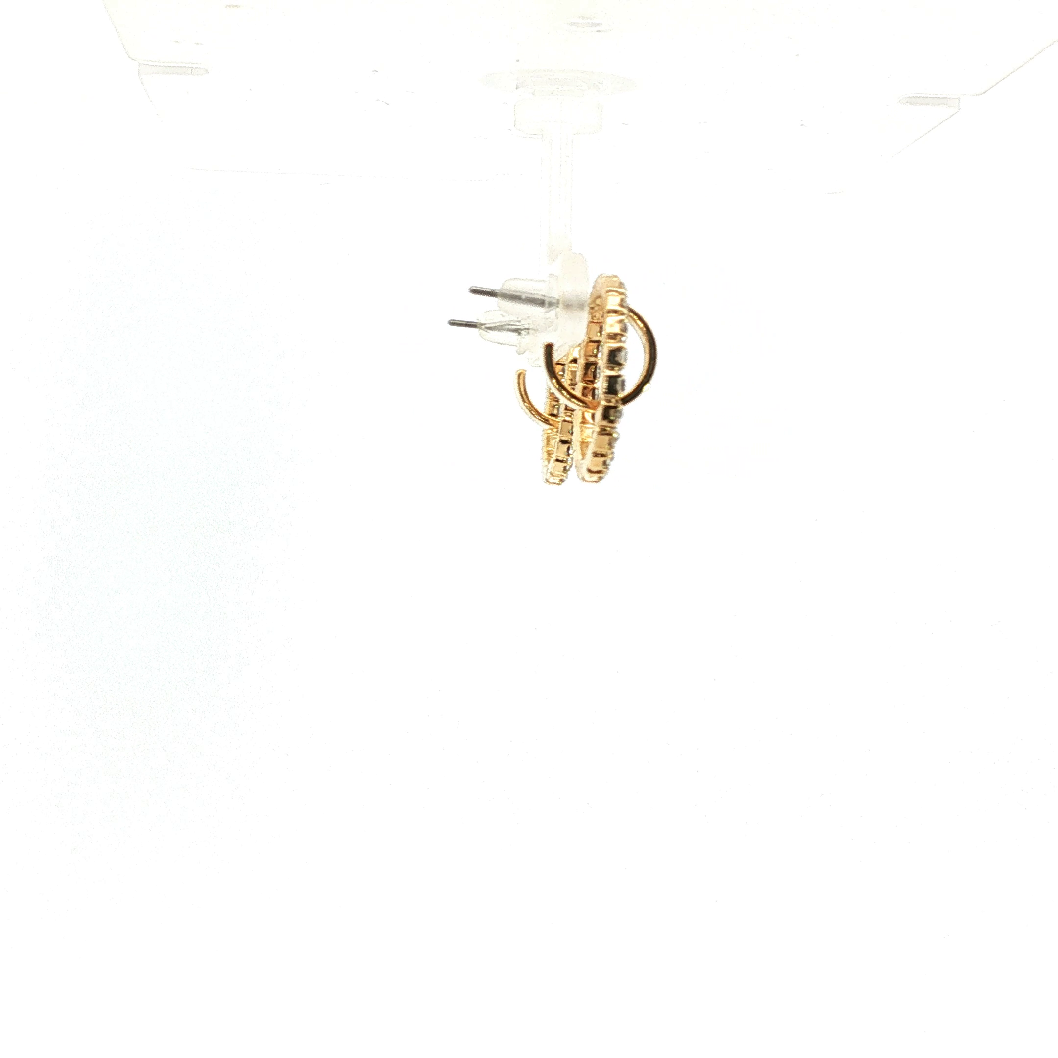 Diamond Open Circle Hoop Earrings in Yellow Gold