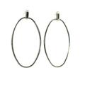 Minimalist Oval Drop Earrings in White Gold