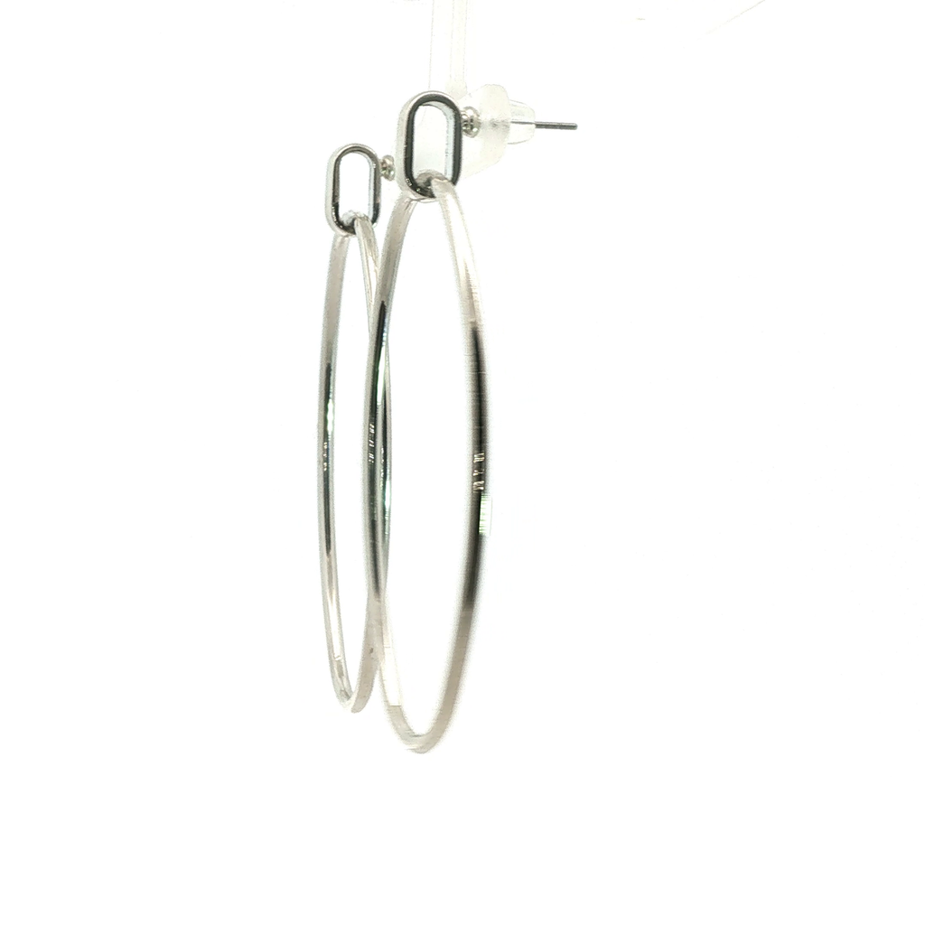 Minimalist Oval Drop Earrings in White Gold