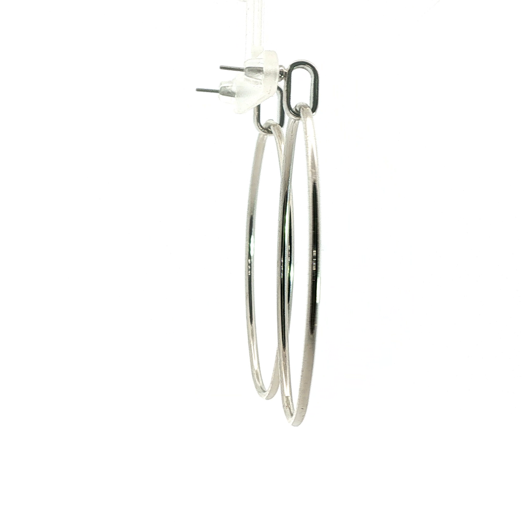 Minimalist Oval Drop Earrings in White Gold