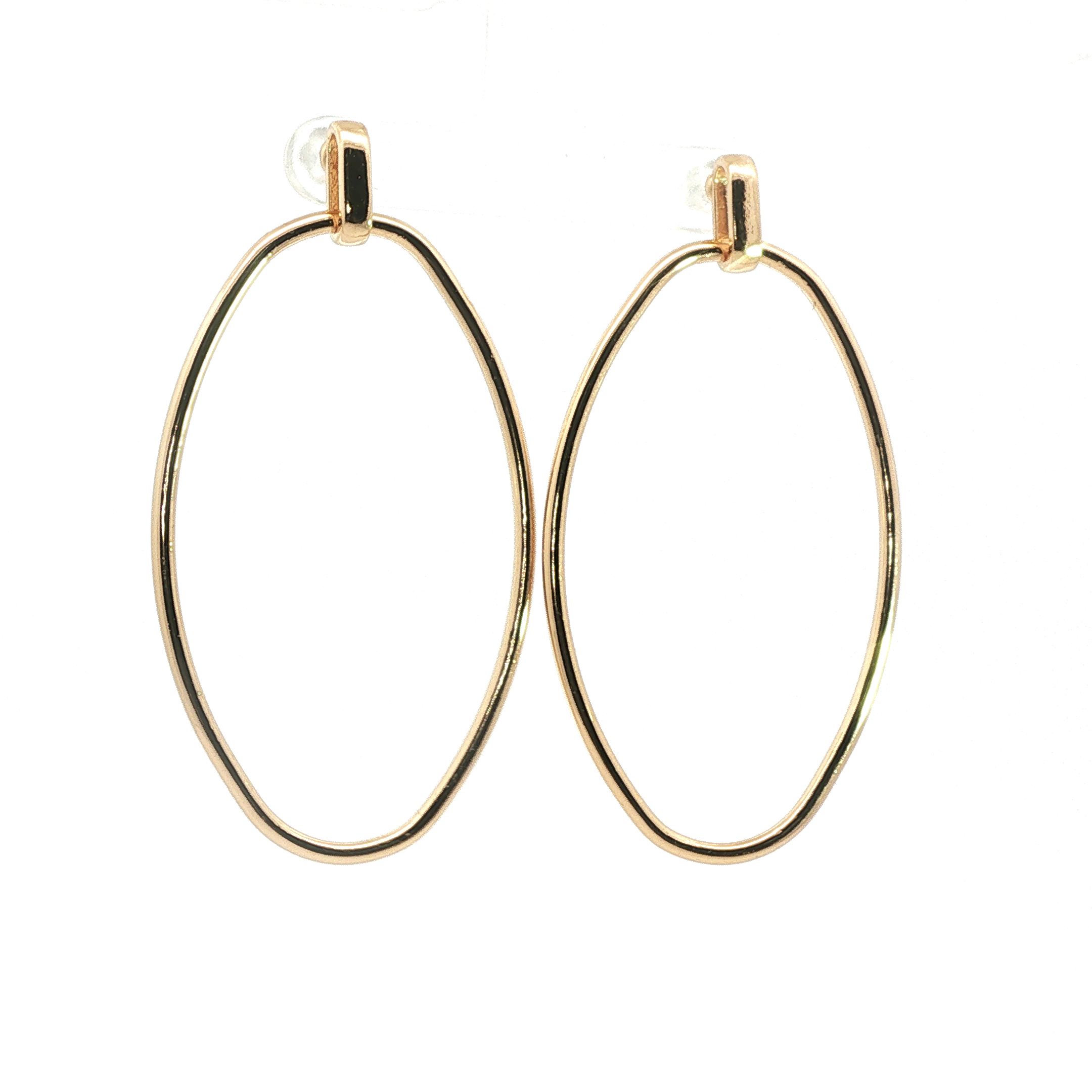 Minimalist Yellow Gold Oval Loop Drop Earrings