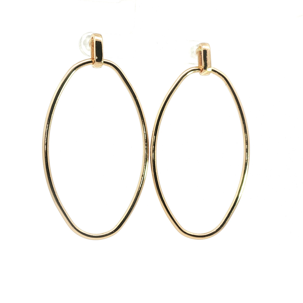Minimalist Yellow Gold Oval Loop Drop Earrings