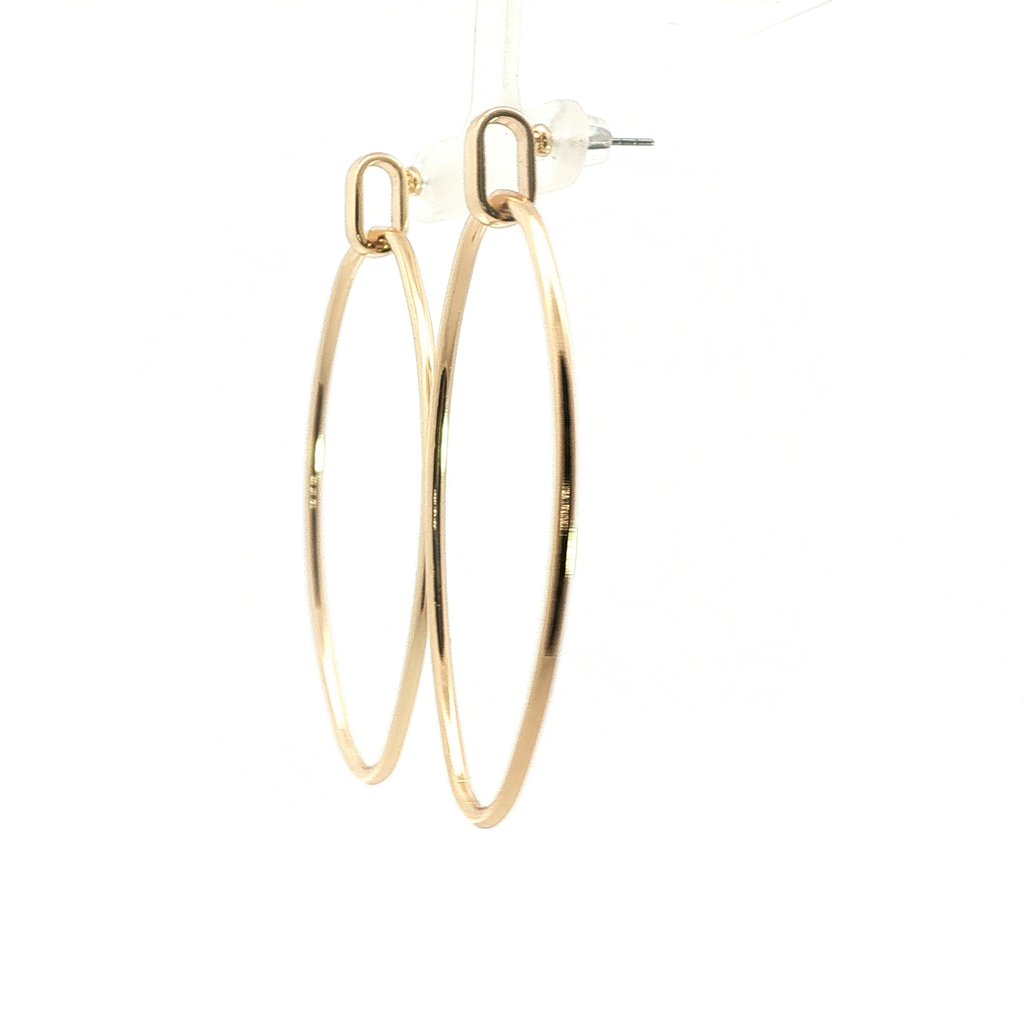 Minimalist Yellow Gold Oval Loop Drop Earrings