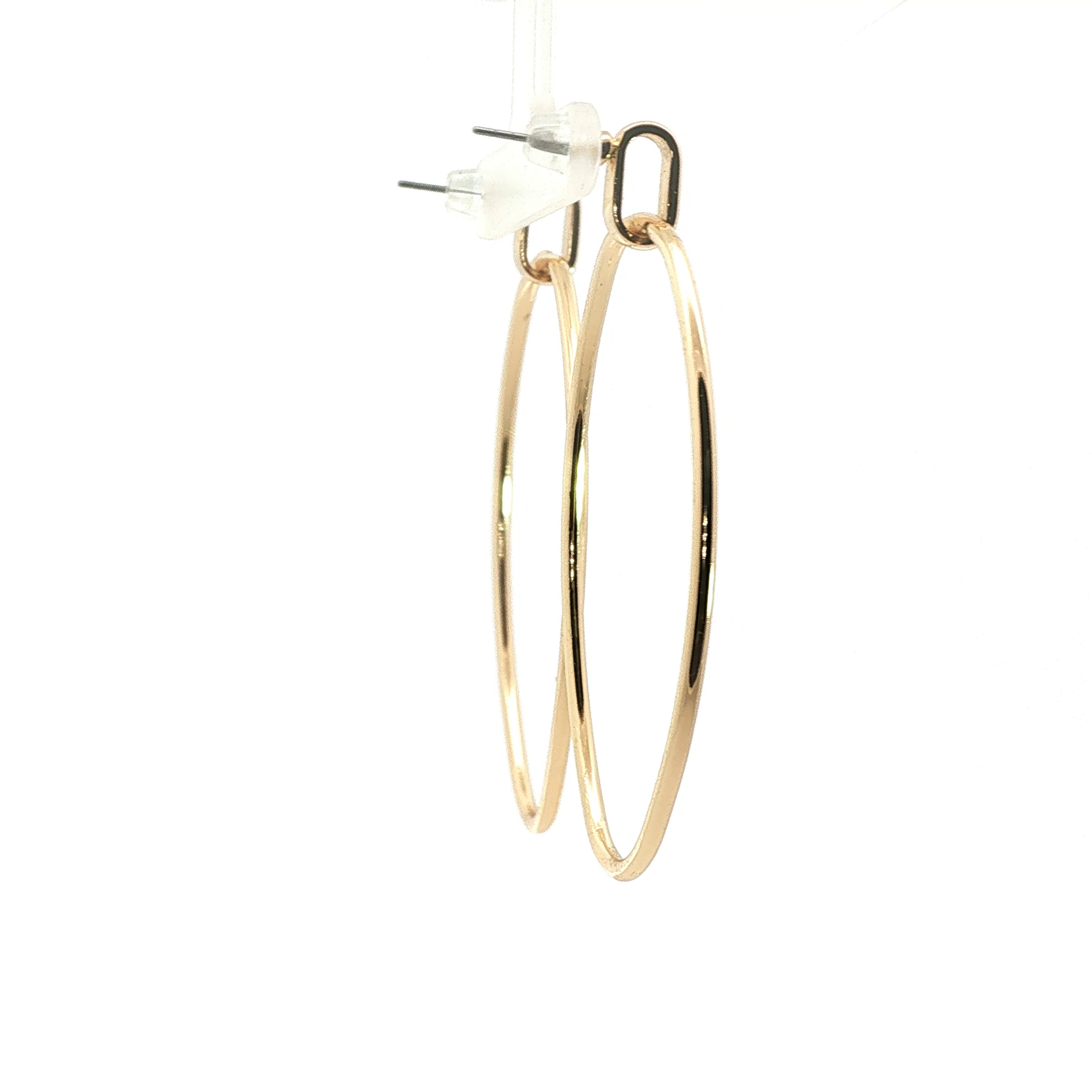 Minimalist Yellow Gold Oval Loop Drop Earrings