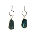 Silver Geometric Agate Slice Dangle Earrings