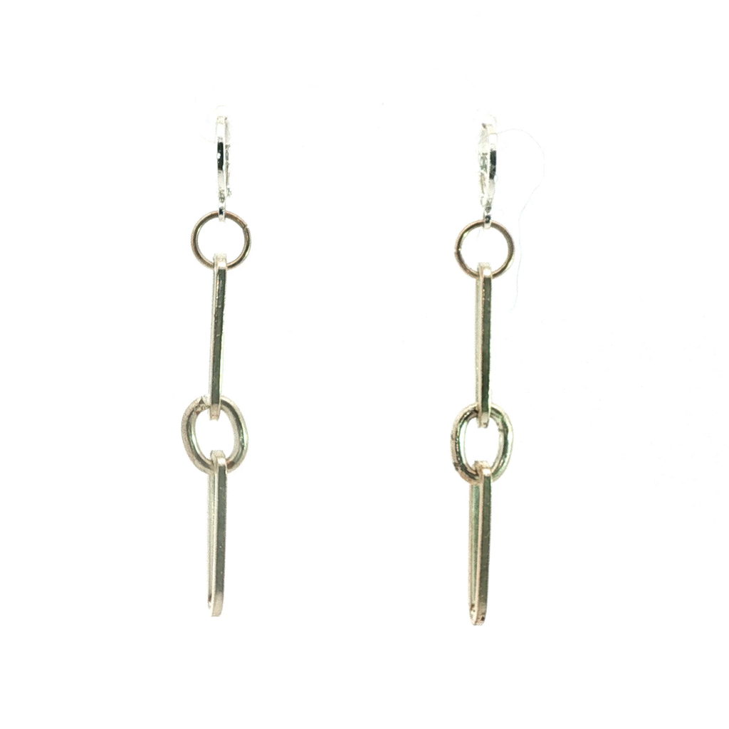 Geometric Link Dangle Earrings in Gold