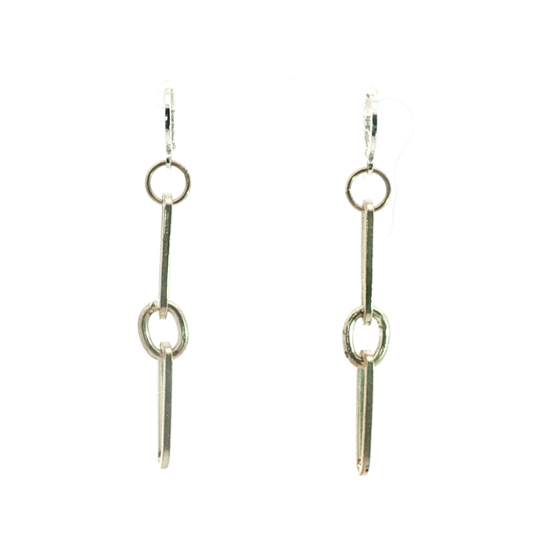 Geometric Link Dangle Earrings in Gold