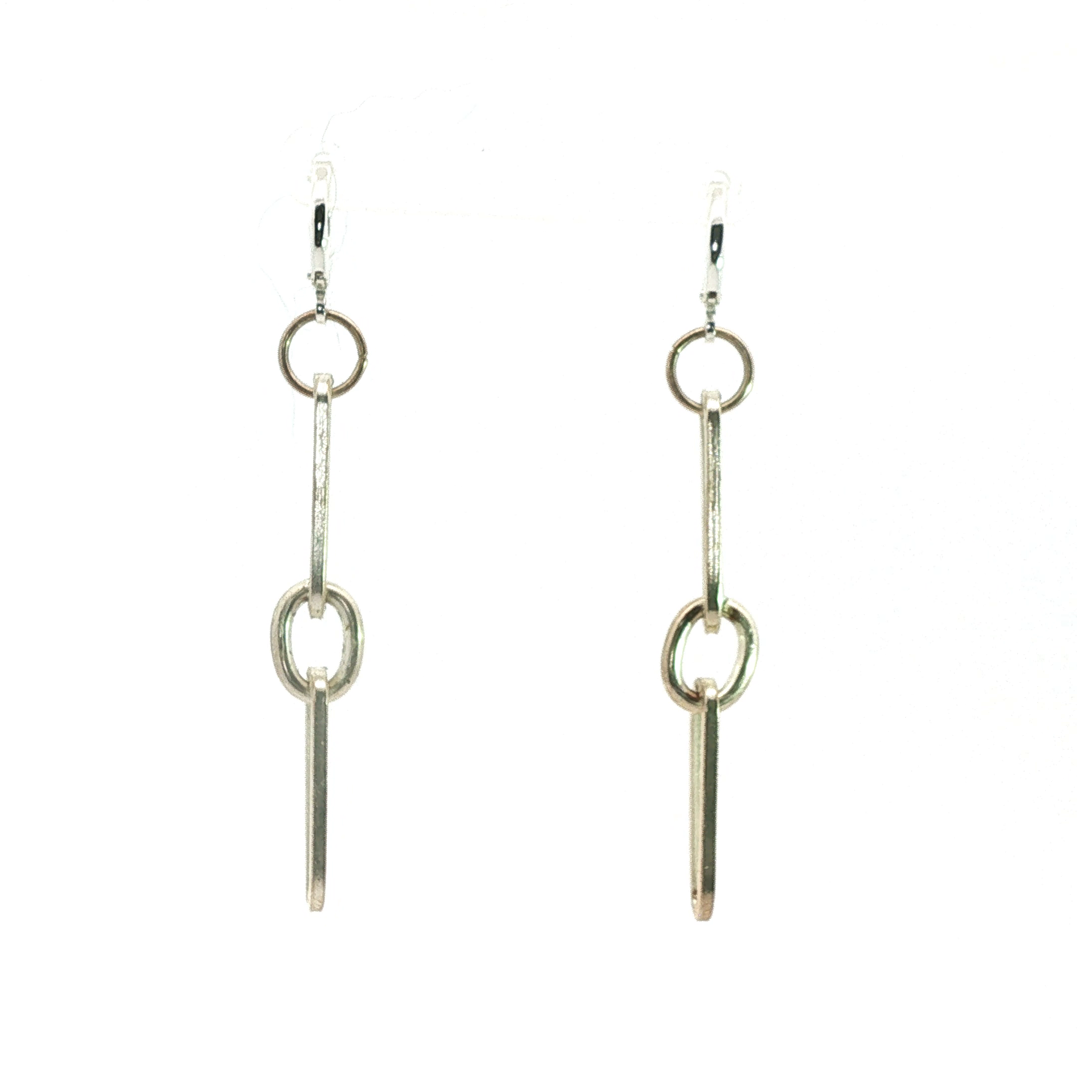 Geometric Link Dangle Earrings in Gold