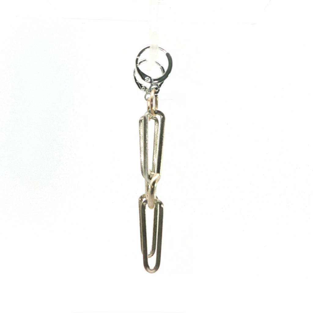 Silver Geometric Link Dangle Drop Earrings