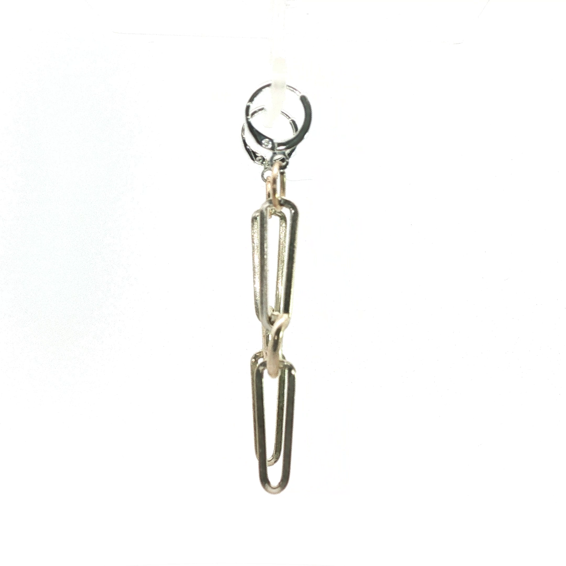 Silver Geometric Link Dangle Drop Earrings