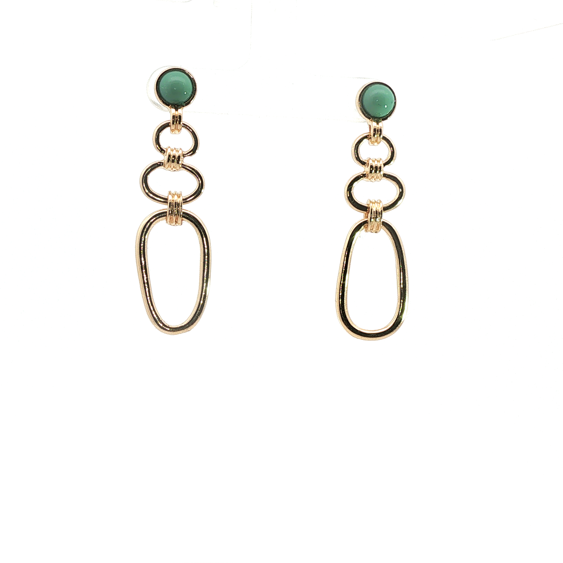 Yellow Gold Graduated Loop Jade Drop Earrings