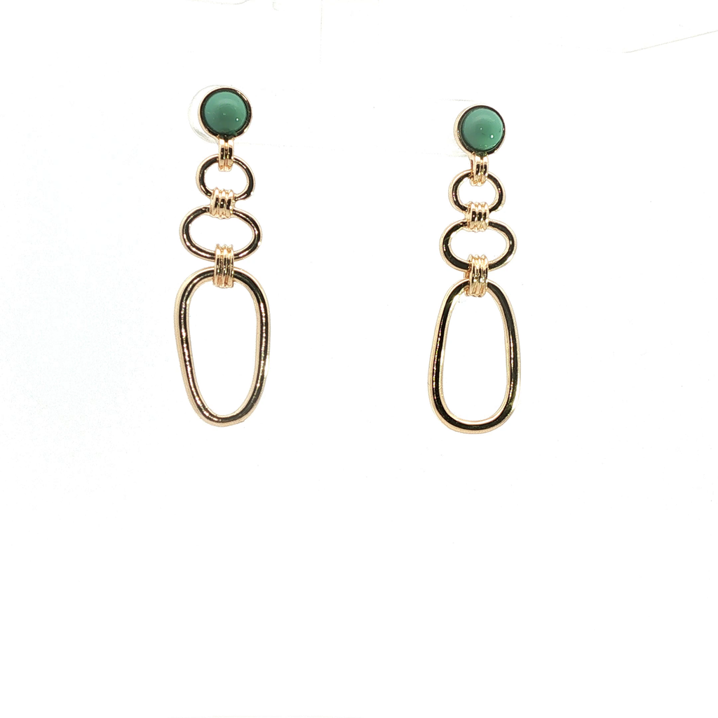 Yellow Gold Graduated Loop Jade Drop Earrings