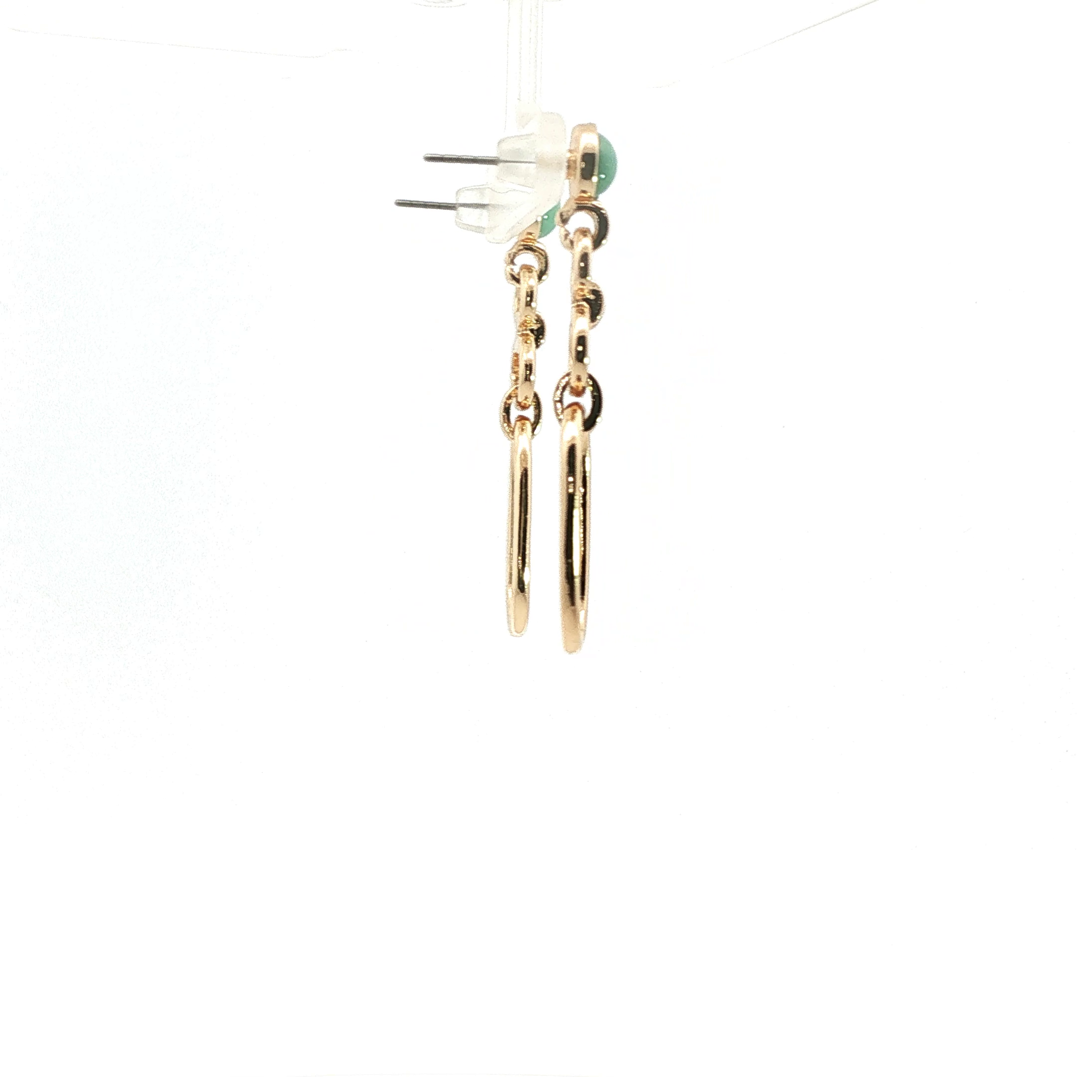 Yellow Gold Graduated Loop Jade Drop Earrings