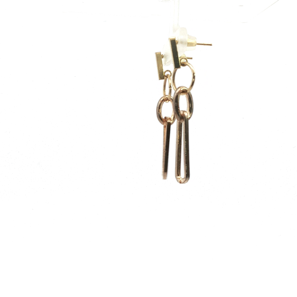 Geometric Link Dangle Earrings in Yellow Gold