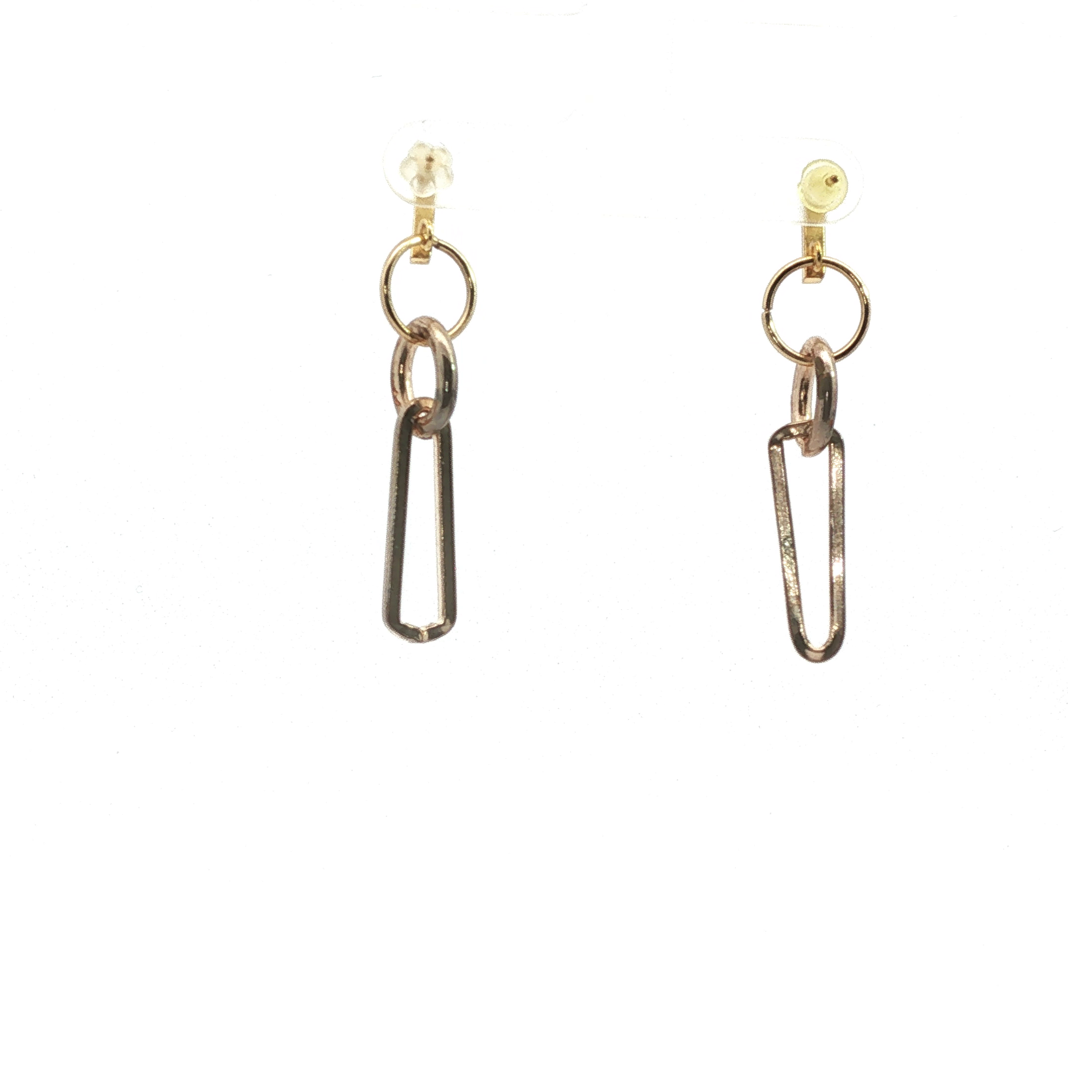 Geometric Link Dangle Earrings in Yellow Gold