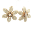Woven Floral Stud Earrings with Pearl Centers