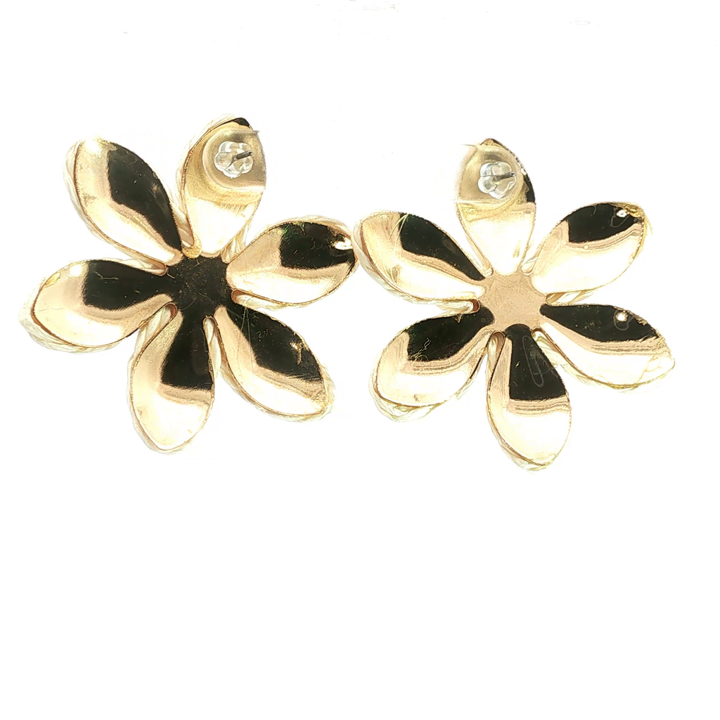 Woven Floral Stud Earrings with Pearl Centers