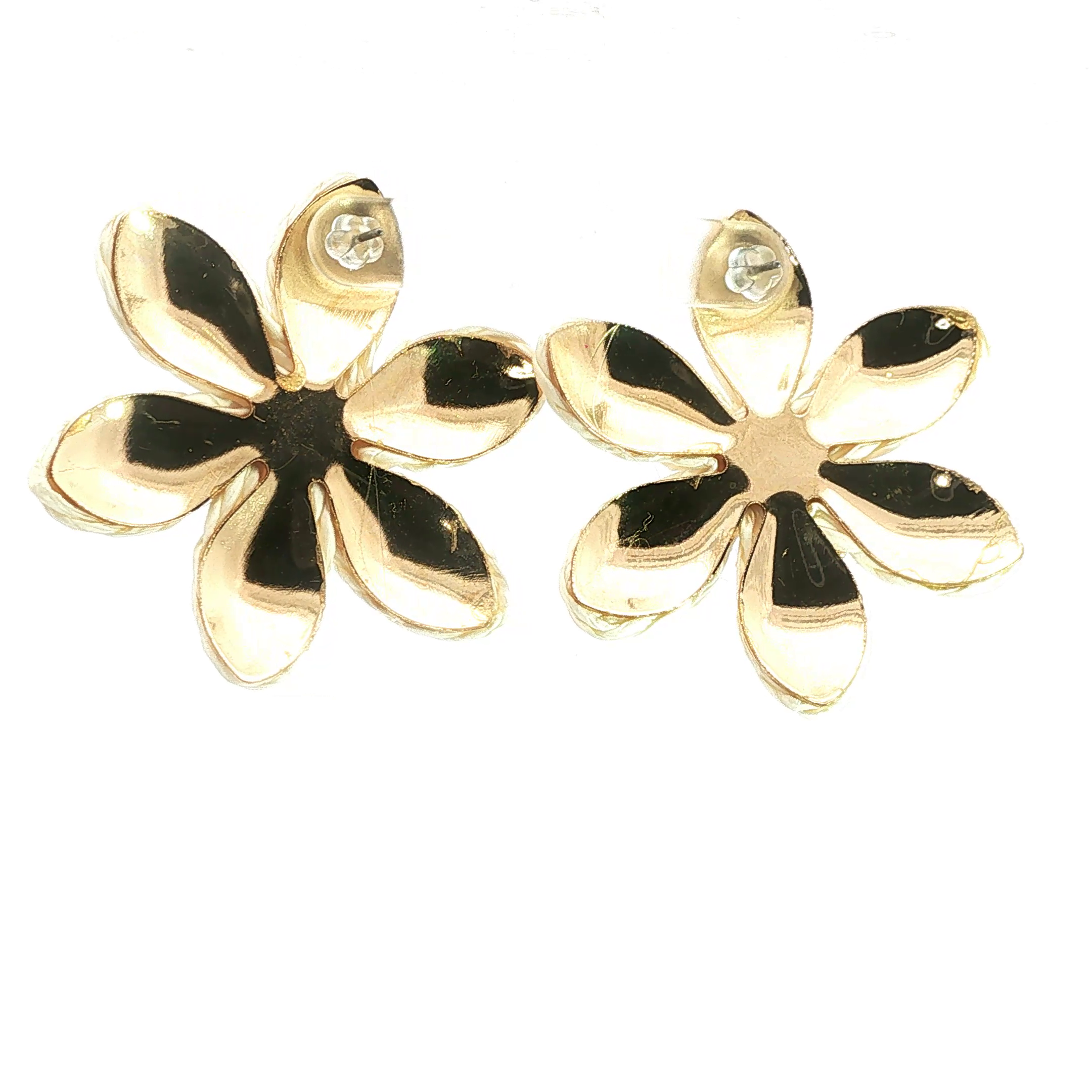 Woven Floral Stud Earrings with Pearl Centers
